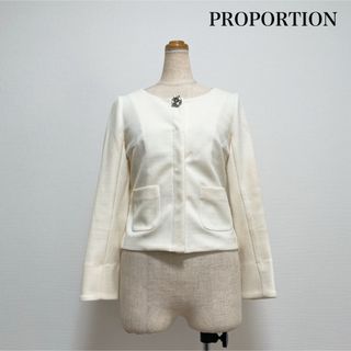 PROPORTION ビジュー釦ノーカラージャケット お仕事 セレモニー