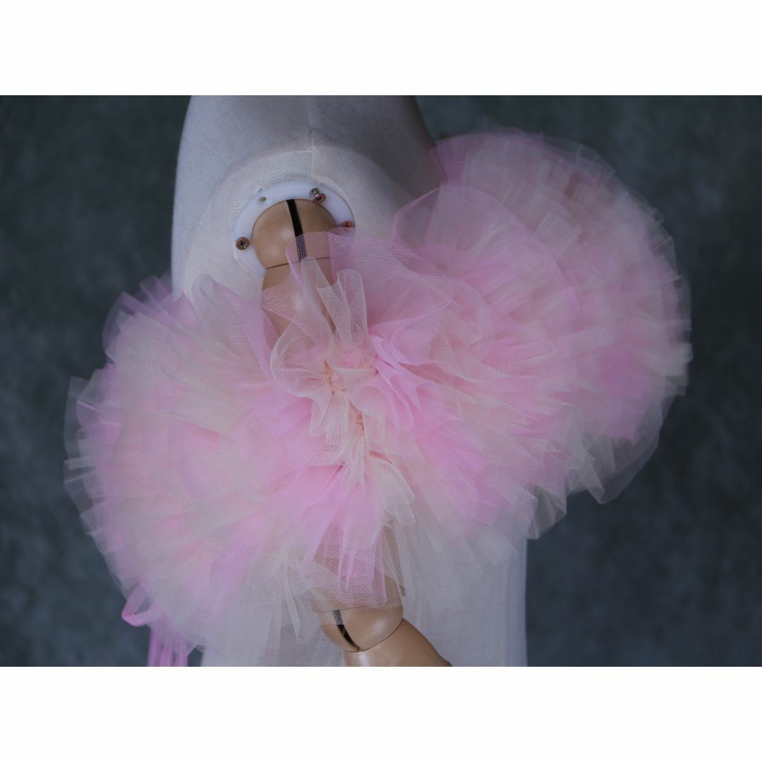 可愛い オフショルダー ２色ミックス ピンク+イエロー 編み上げ カラードレス レディースのフォーマル/ドレス(ウェディングドレス)の商品写真