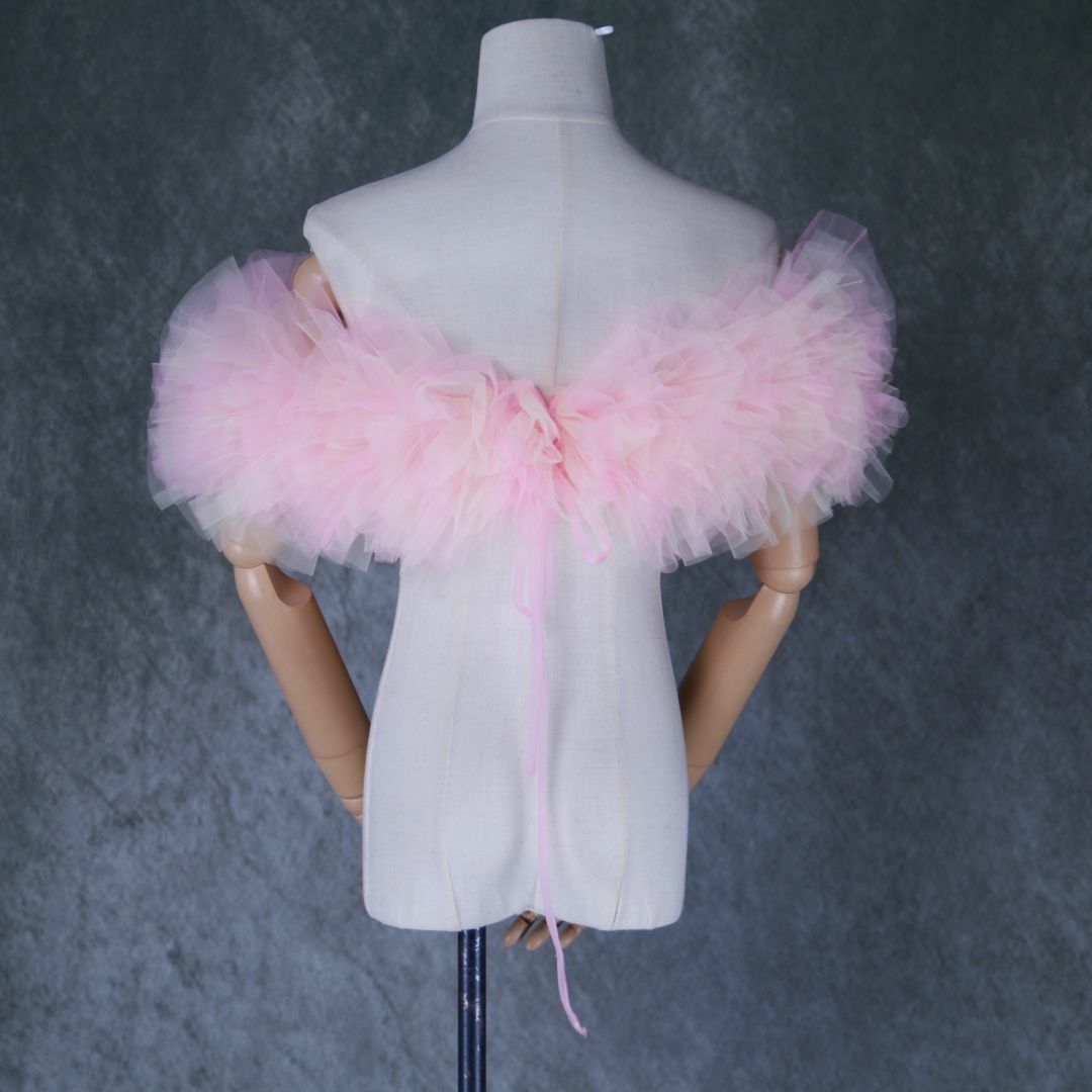 可愛い オフショルダー ２色ミックス ピンク+イエロー 編み上げ カラードレス レディースのフォーマル/ドレス(ウェディングドレス)の商品写真