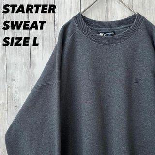 スターター(STARTER)のアメリカ古着STARTERワンポイント刺繍ロゴスエットトレーナー　サイズLグレー(スウェット)