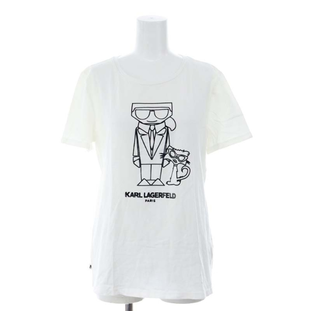 Karl Lagerfeld(カールラガーフェルド)のカールラガーフェルド プリントTシャツ カットソー 半袖 S ホワイト ブラック レディースのトップス(Tシャツ(半袖/袖なし))の商品写真