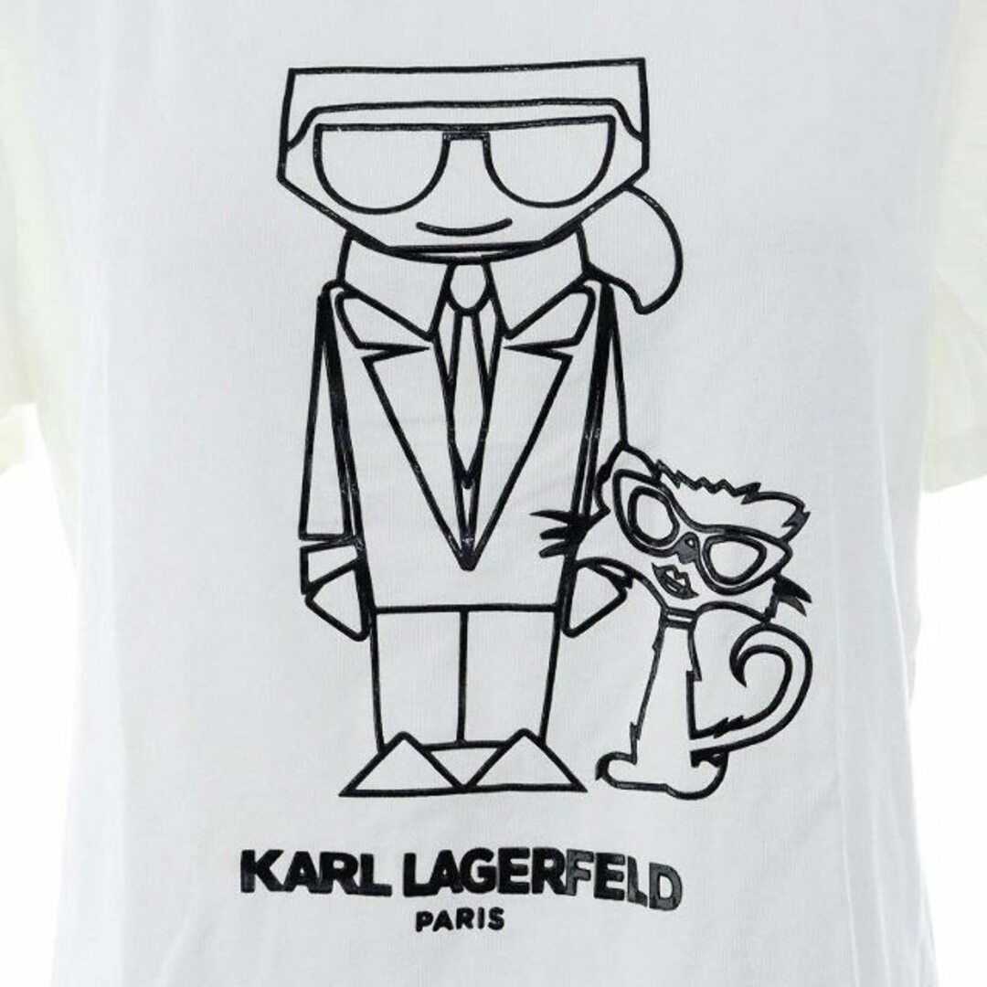 Karl Lagerfeld(カールラガーフェルド)のカールラガーフェルド プリントTシャツ カットソー 半袖 S ホワイト ブラック レディースのトップス(Tシャツ(半袖/袖なし))の商品写真