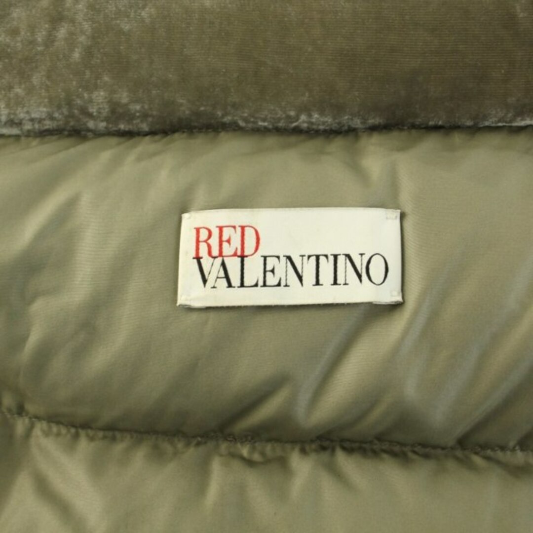 レッド ヴァレンティノ ベルベットパファーコート ダウンコート リボン 42 レディースのジャケット/アウター(ダウンコート)の商品写真