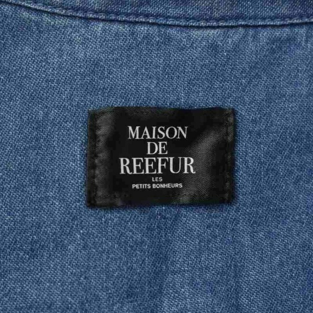 Maison de Reefur(メゾンドリーファー)のメゾンドリーファー デニムシャツ 長袖 チュニック丈 フレア 38 M 青 レディースのトップス(シャツ/ブラウス(長袖/七分))の商品写真