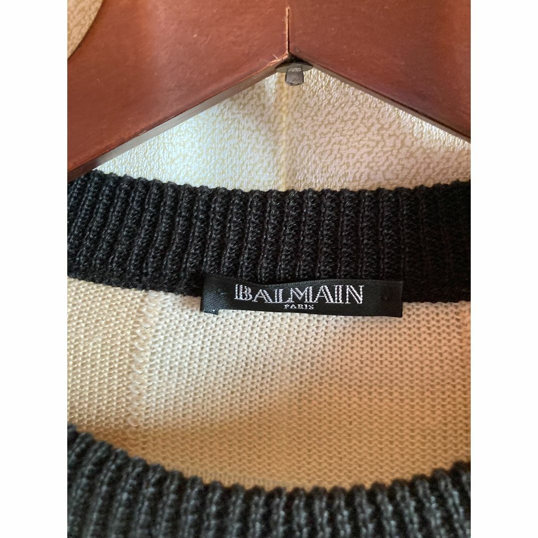 BALMAIN(バルマン)の  BALMAIN  ユニオンジャック　ダメージ  ニット ブラック ベージュ メンズのトップス(ニット/セーター)の商品写真