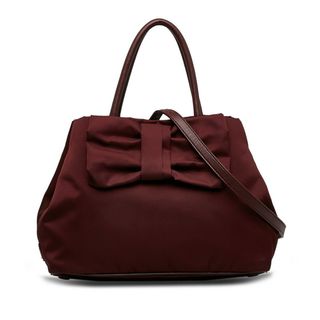 プラダ(PRADA)の美品 プラダ リボン 三角ロゴプレート ハンドバッグ ショルダーバッグ 2WAY 1BG068 ナイロン レディース PRADA 【228-35777】(ハンドバッグ)