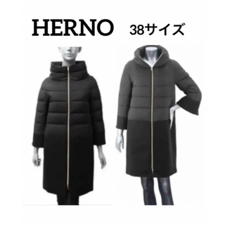 ヘルノ(HERNO)の【美品】ヘルノHERNOダウンコート　黒色　　38サイズ(ダウンコート)