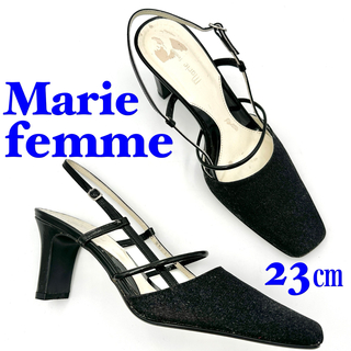 マリーファム(Marie femme)のMarie femme マリーファム バックストラップパンプス ラメ ブラック(ハイヒール/パンプス)
