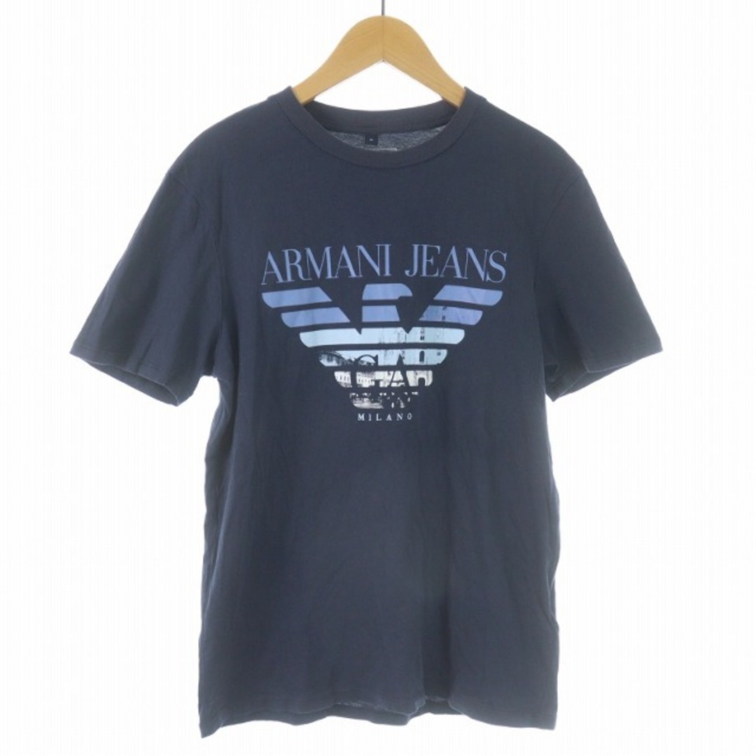 ARMANI JEANS(アルマーニジーンズ)のARMANI JEANS Tシャツ クルーネック 半袖 ロゴ XS 紺 メンズのトップス(Tシャツ/カットソー(半袖/袖なし))の商品写真