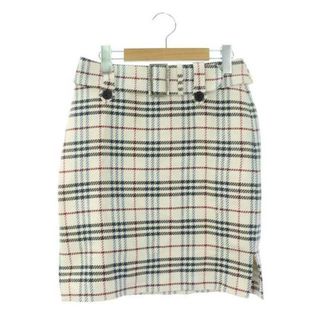 バーバリーブルーレーベル(BURBERRY BLUE LABEL)のバーバリーブルーレーベル チェック ベルト付きスカート ミニ タイト 38(ミニスカート)