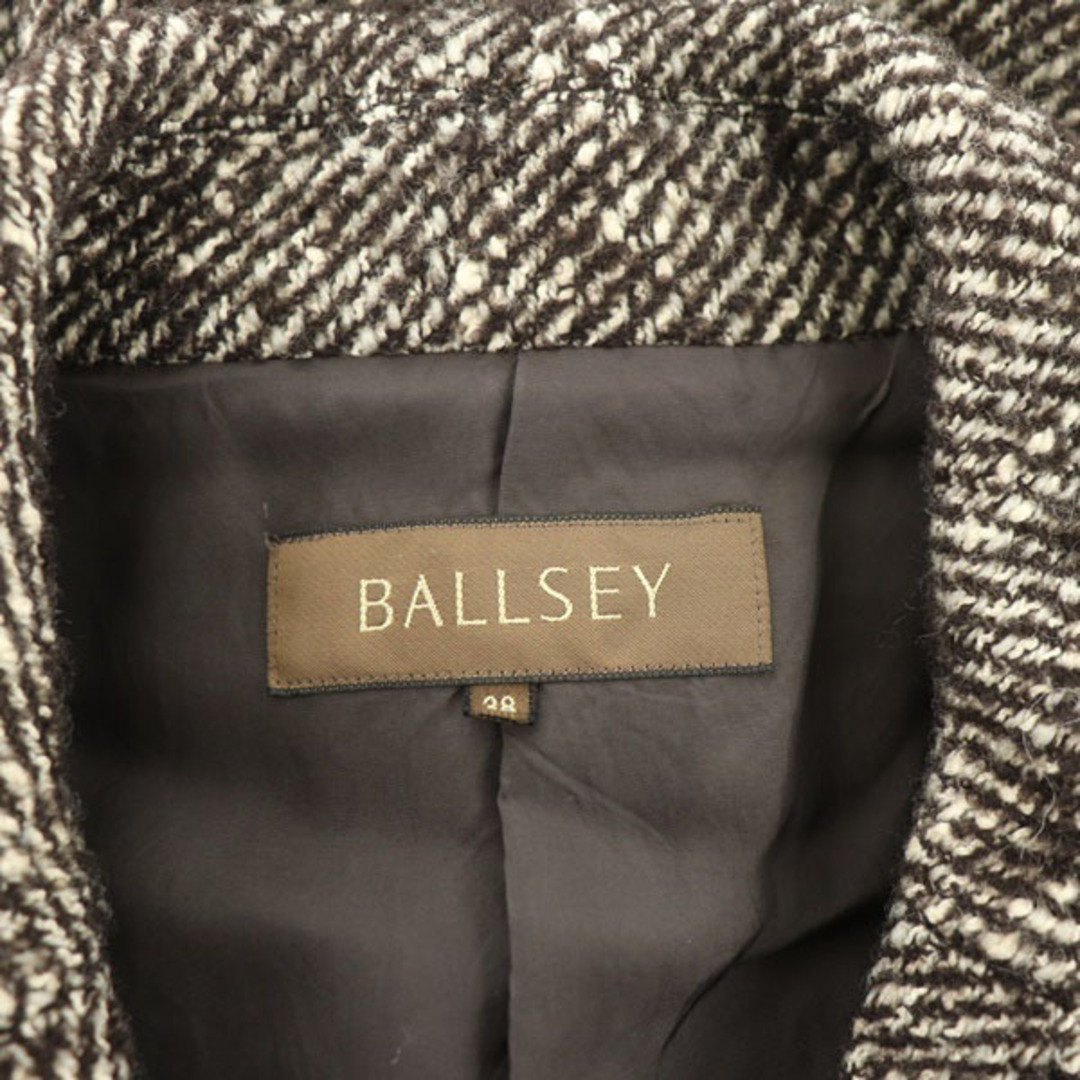 Ballsey(ボールジィ)のボールジー ツイード ショートコート 七分袖 フレアスリーブ 38 茶 ブラウン レディースのジャケット/アウター(その他)の商品写真