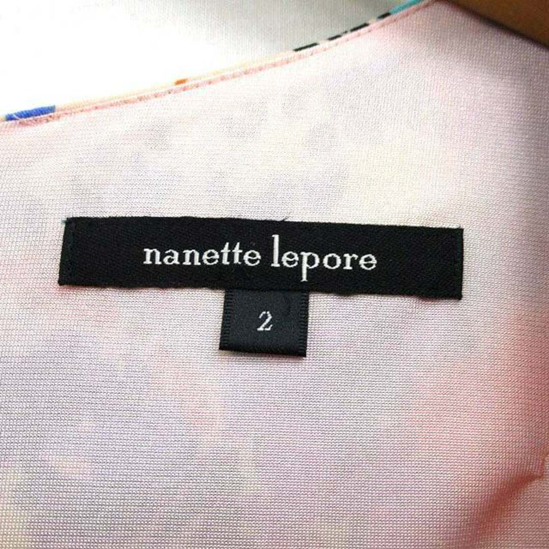 Nanette Lepore(ナネットレポー)のナネットレポー ワンピース 半袖 ロング Vネック ギャザー 総柄 2 ベージュ レディースのワンピース(ロングワンピース/マキシワンピース)の商品写真