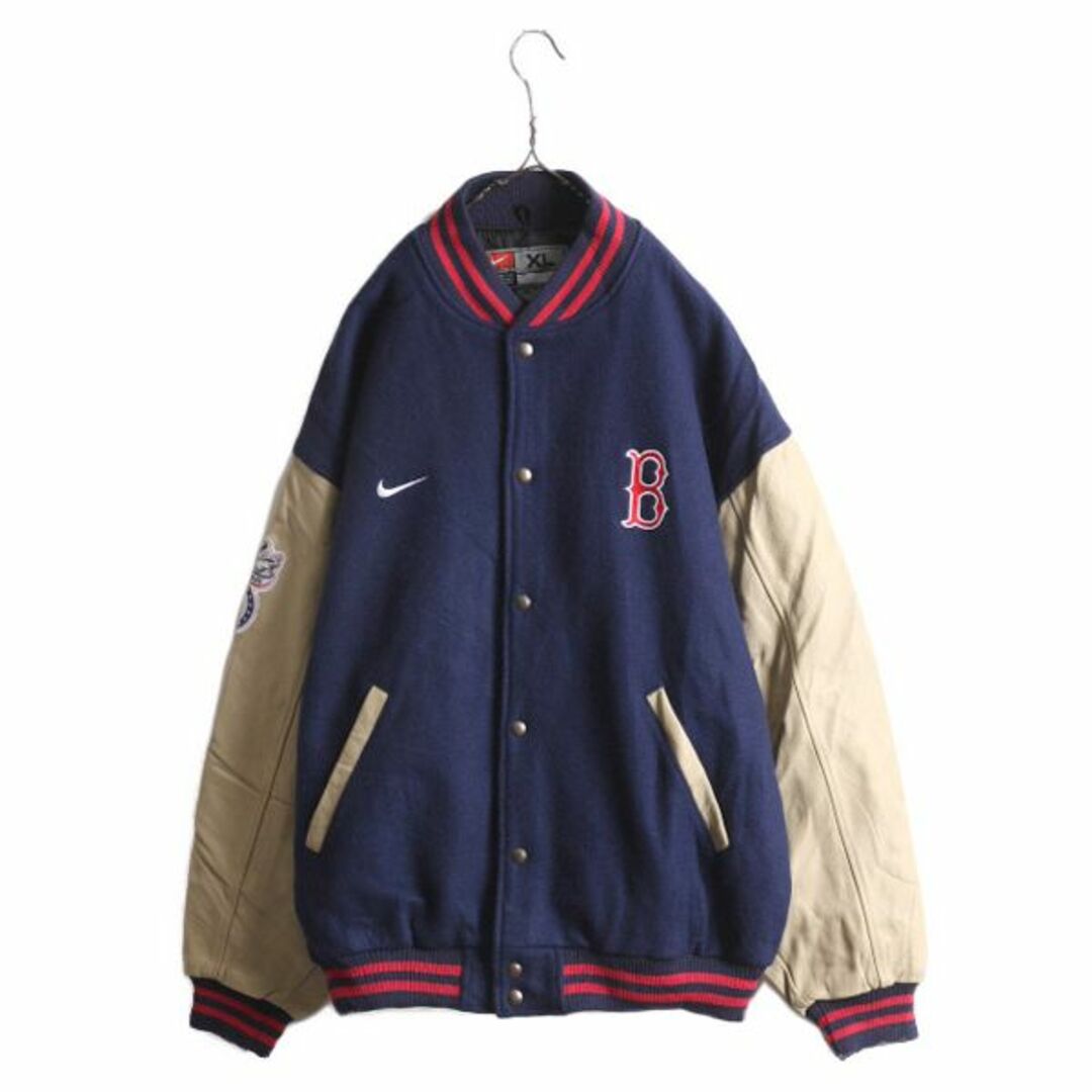 NIKE - 00s ナイキ MLB オフィシャル レッドソックス 袖レザー ウール