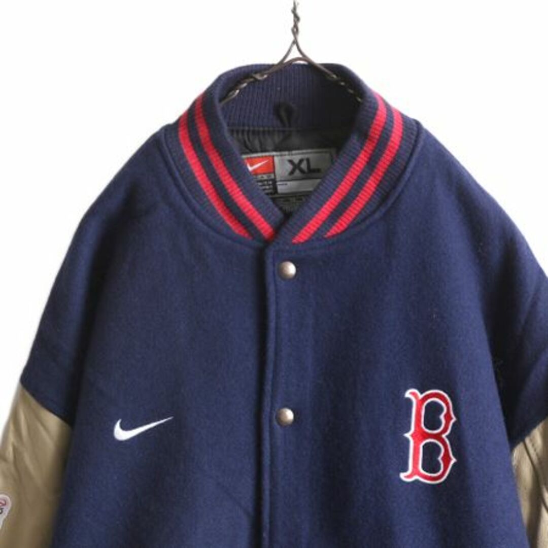 NIKE - 00s ナイキ MLB オフィシャル レッドソックス 袖レザー ウール