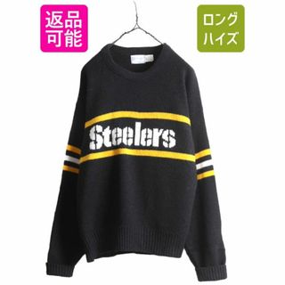 80s USA製 NFL オフィシャル スティーラーズ ニット セーター メンズ S / 黒 古着 80年代 ヴィンテージ アクリル ウール アメフト ブラック(ニット/セーター)