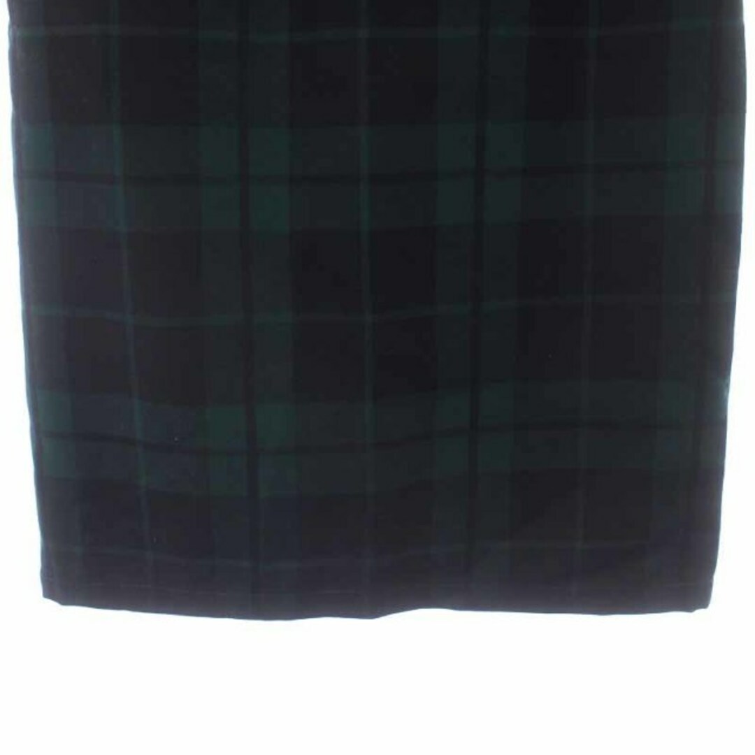 Yorkland(ヨークランド)のヨークランド タイトスカート ひざ丈 チェック ウール 11AR L 黒 緑 レディースのスカート(ひざ丈スカート)の商品写真