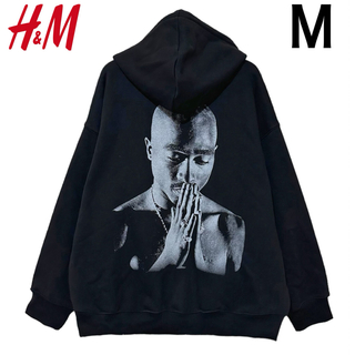 エイチアンドエム(H&M)の新品 H&M × 2PAC コラボ パーカー 裏起毛 ヒップホップ M(パーカー)