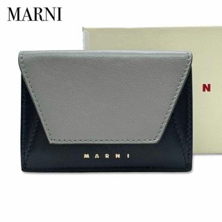 マルニ(Marni)のマルニ 三つ折り財布 レザー  黒 灰 小銭入れ コインケース 札入れ カード入(財布)