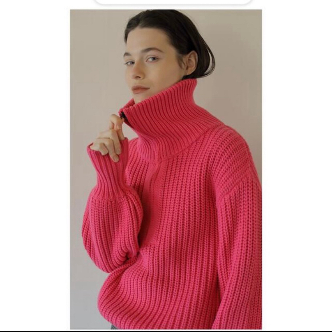 AMAIL(アマイル)のAMAIL Bon bon turtle zip knit アマイル ピンク レディースのトップス(ニット/セーター)の商品写真