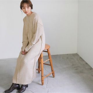 セレクトモカ(SELECT MOCA)のselect MOCA 2022 AW リンキングランダムリブニットワンピース(ロングワンピース/マキシワンピース)