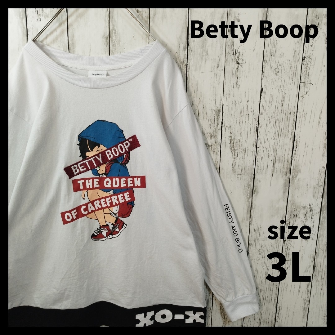 Betty Boop(ベティブープ)の【Betty Boop】Print Crewneck Tee　D49 メンズのトップス(Tシャツ/カットソー(七分/長袖))の商品写真