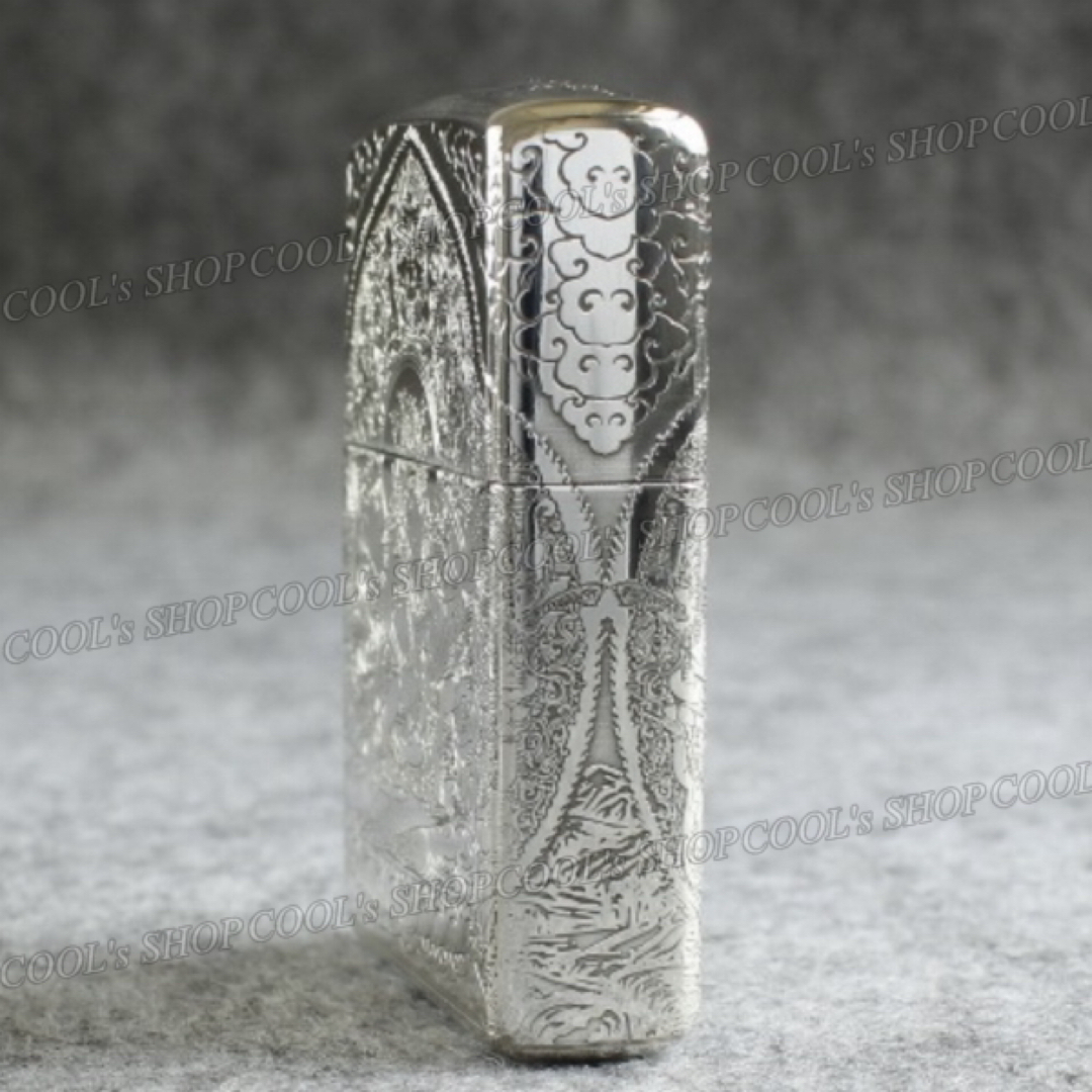 観音菩薩 五面総彫り オイルライター CHIEF シルバー zippo 銀 梵字 メンズのファッション小物(タバコグッズ)の商品写真