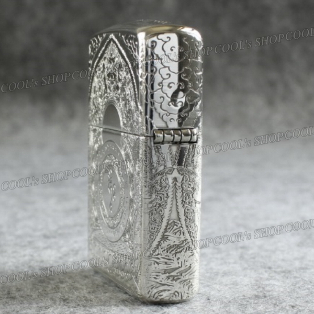 観音菩薩 五面総彫り オイルライター CHIEF シルバー zippo 銀 梵字 メンズのファッション小物(タバコグッズ)の商品写真