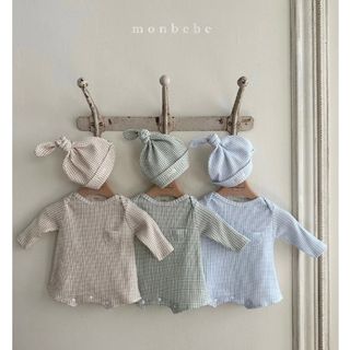 【新品】韓国子供服 monbebe ワッフルロンパース 80(ロンパース)