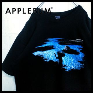 アップルバム クルーネック プリント 半袖 Tシャツ XL BLACK