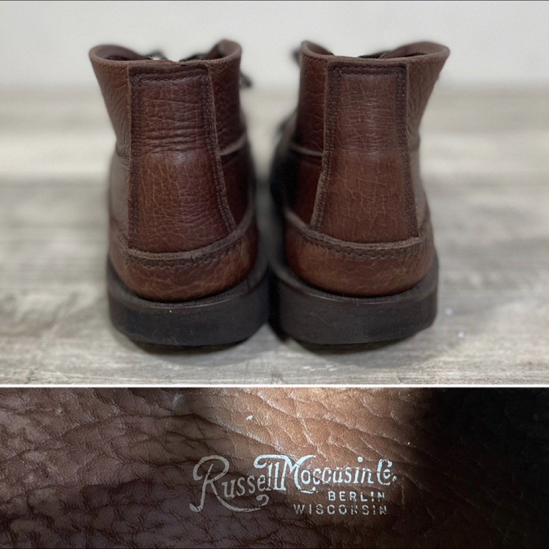 RUSSELL MOCCASIN(ラッセルモカシン)の美品 USA製 ラッセルモカシン スポーティングクレーチャッカ シボ革 US8 メンズの靴/シューズ(スリッポン/モカシン)の商品写真