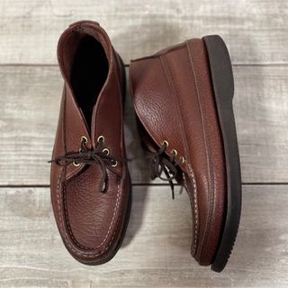 ラッセルモカシン(RUSSELL MOCCASIN)の美品 USA製 ラッセルモカシン スポーティングクレーチャッカ シボ革 US8(スリッポン/モカシン)