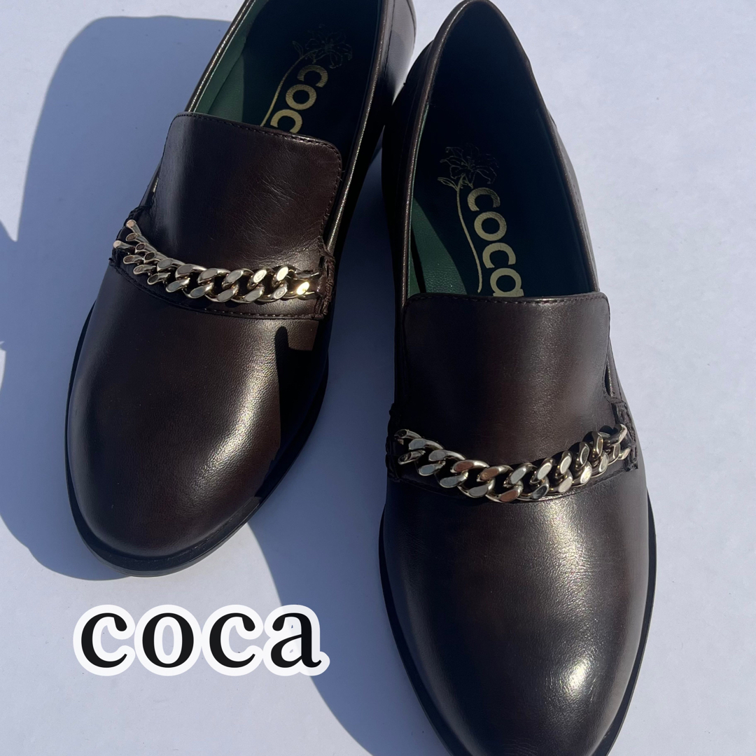 coca(コカ)の421024 未使用 アウトレット coca 本革 チェーンモチーフ ローファー レディースの靴/シューズ(ローファー/革靴)の商品写真