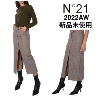 ヌメロヴェントゥーノ(N°21)の【N°21 numero ventuno】ロング　タイトスカート　千鳥格子(ロングスカート)