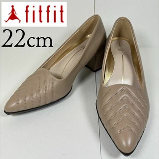 極美品 フィットフィット(23) ローファー パンプス レザー 太ヒール