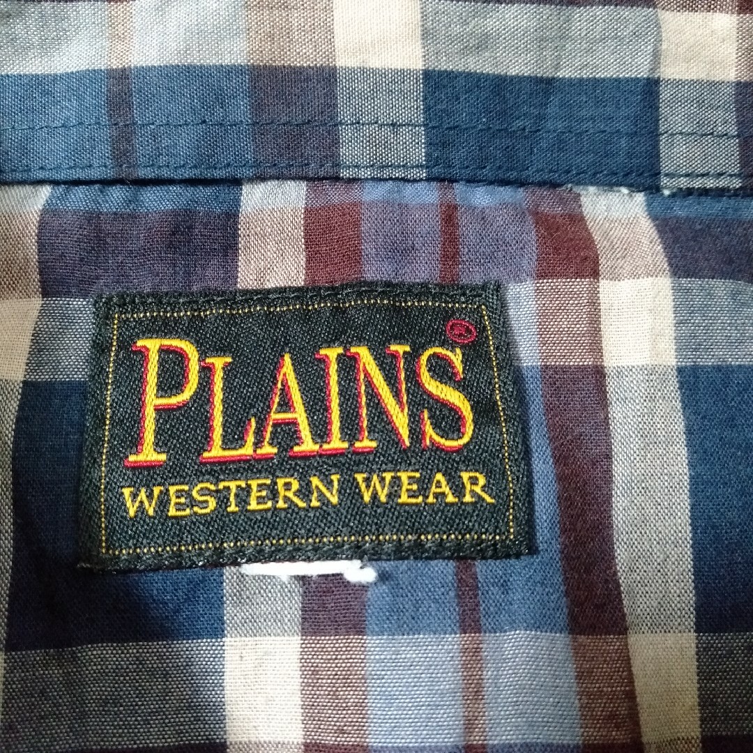 【PLAINS ウエスタン柄シャツ 2XL 海外古着 ダブルポケット A647 メンズのトップス(シャツ)の商品写真