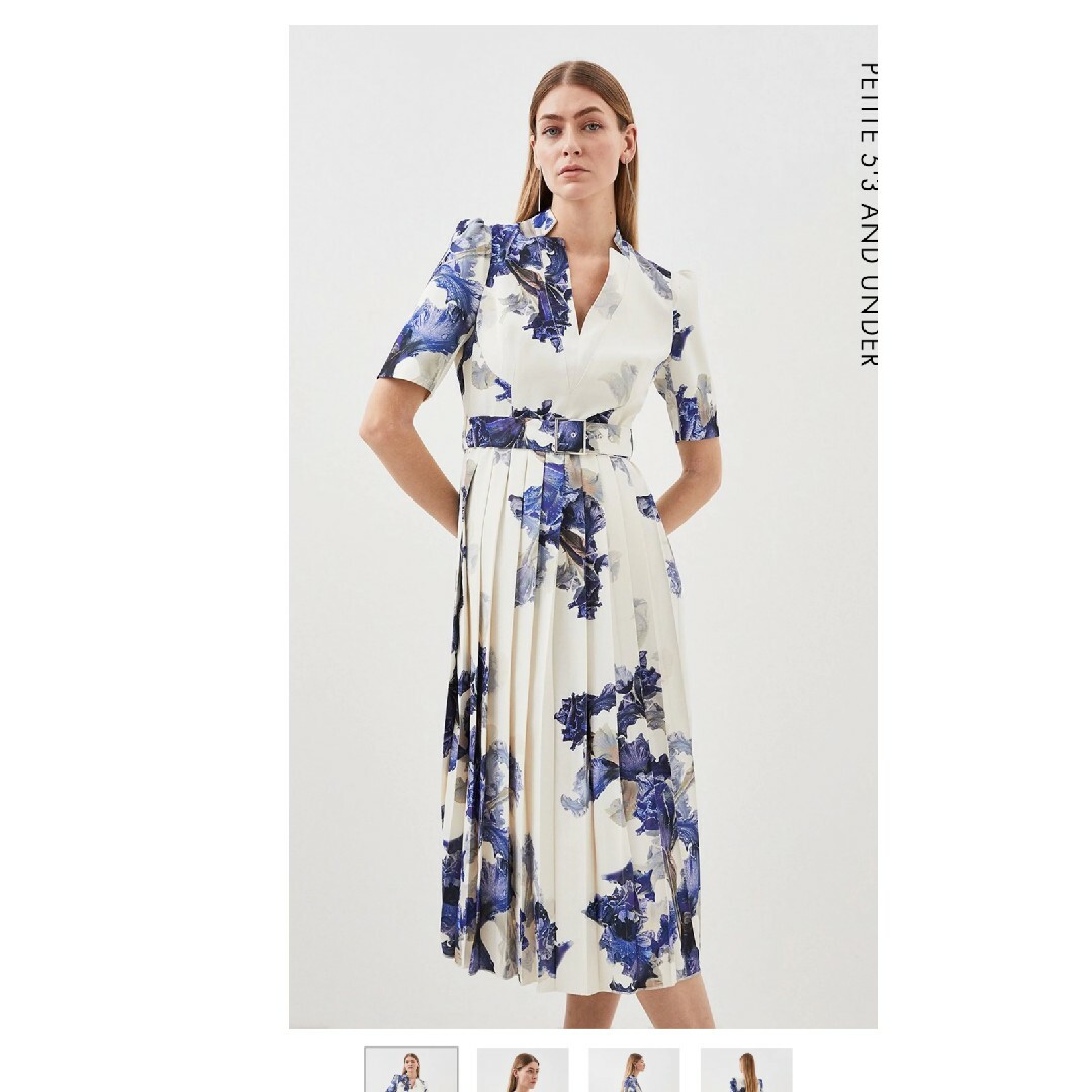 ひざ丈ワンピース Karen Millen - Petite Tailored Crepe Print Detail Pleat