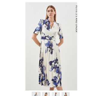 カレンミレン(Karen Millen)のPetite Tailored Crepe Print Detail Pleat(ひざ丈ワンピース)