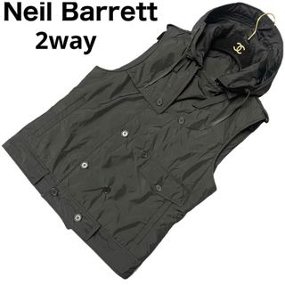 ニールバレット(NEIL BARRETT)のNeil Barrett ベスト　ジレ　2way フード着脱可能　ダブルブレスト(ベスト)