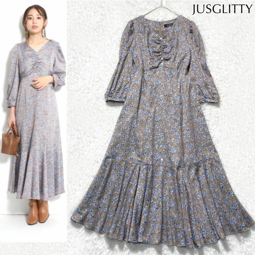 JUSGLITTY(ジャスグリッティー)の【美品】JUSGLITTY 小花プリント マーメイド ワンピース 春 夏 レディースのワンピース(ロングワンピース/マキシワンピース)の商品写真