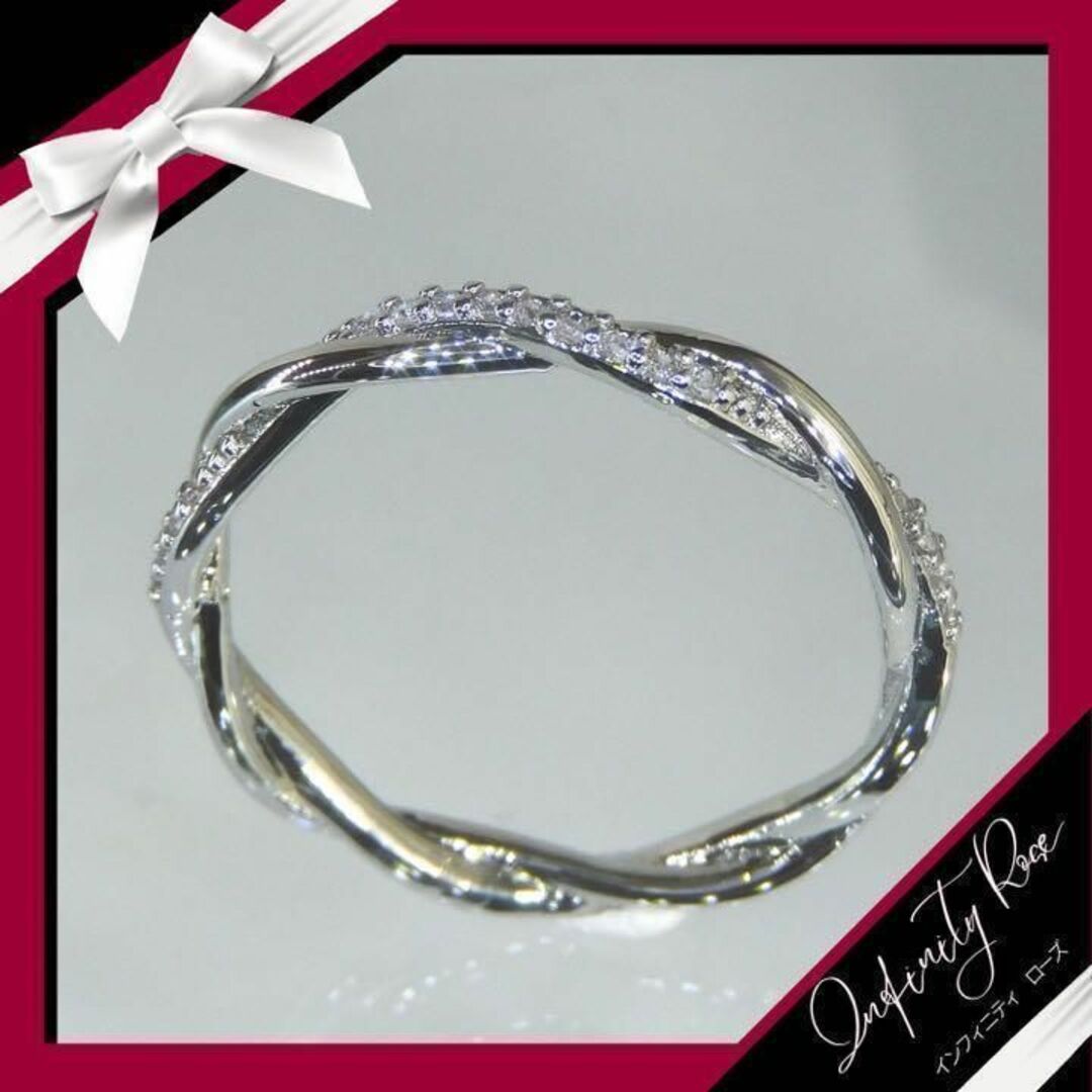 （R005S）10号　シルバーツイスト可愛い繊細な細身ジルコニアリング　指輪 レディースのアクセサリー(リング(指輪))の商品写真