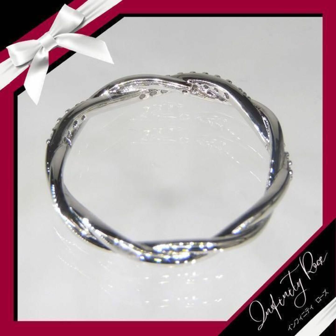 （R005S）10号　シルバーツイスト可愛い繊細な細身ジルコニアリング　指輪 レディースのアクセサリー(リング(指輪))の商品写真