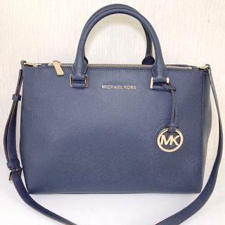 マイケルコース(Michael Kors)のＤ　MICHAEL KORS レザー 2wayバッグ 極美品 青 (ハンドバッグ)