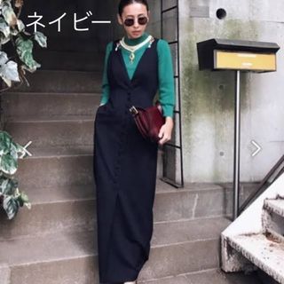 アメリヴィンテージ(Ameri VINTAGE)の Ameri MANY BUTTON SALOPETTE DRESS(ロングワンピース/マキシワンピース)