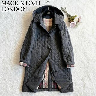 マッキントッシュ(MACKINTOSH)のマッキントッシュロンドン◆キルティングコート　ハウスチェック　グレー(ロングコート)