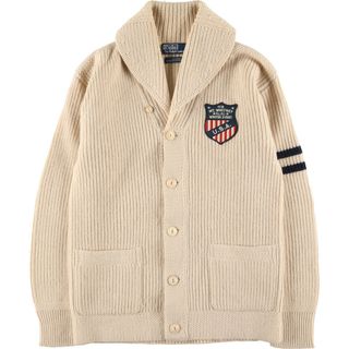 ラルフローレン(Ralph Lauren)の古着 ラルフローレン Ralph Lauren POLO by Ralph Lauren リブ編み ショールカラー ウールニットカーディガン メンズS /eaa415697(カーディガン)