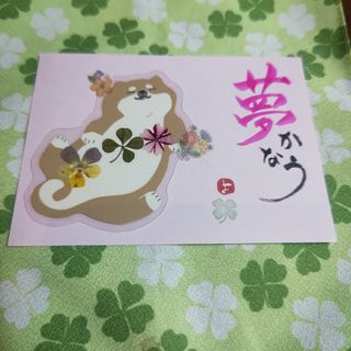 受験生応援🍀ほっこり🍀応援 柴犬の四つ葉のしおり(しおり/ステッカー)