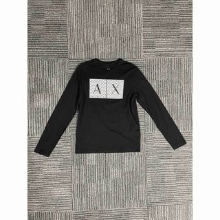 アルマーニエクスチェンジ(ARMANI EXCHANGE)の美品アルマーニエクスチェンジA|Xコットンロゴ長袖ロンTシャツメンズ黒　XS(Tシャツ/カットソー(七分/長袖))