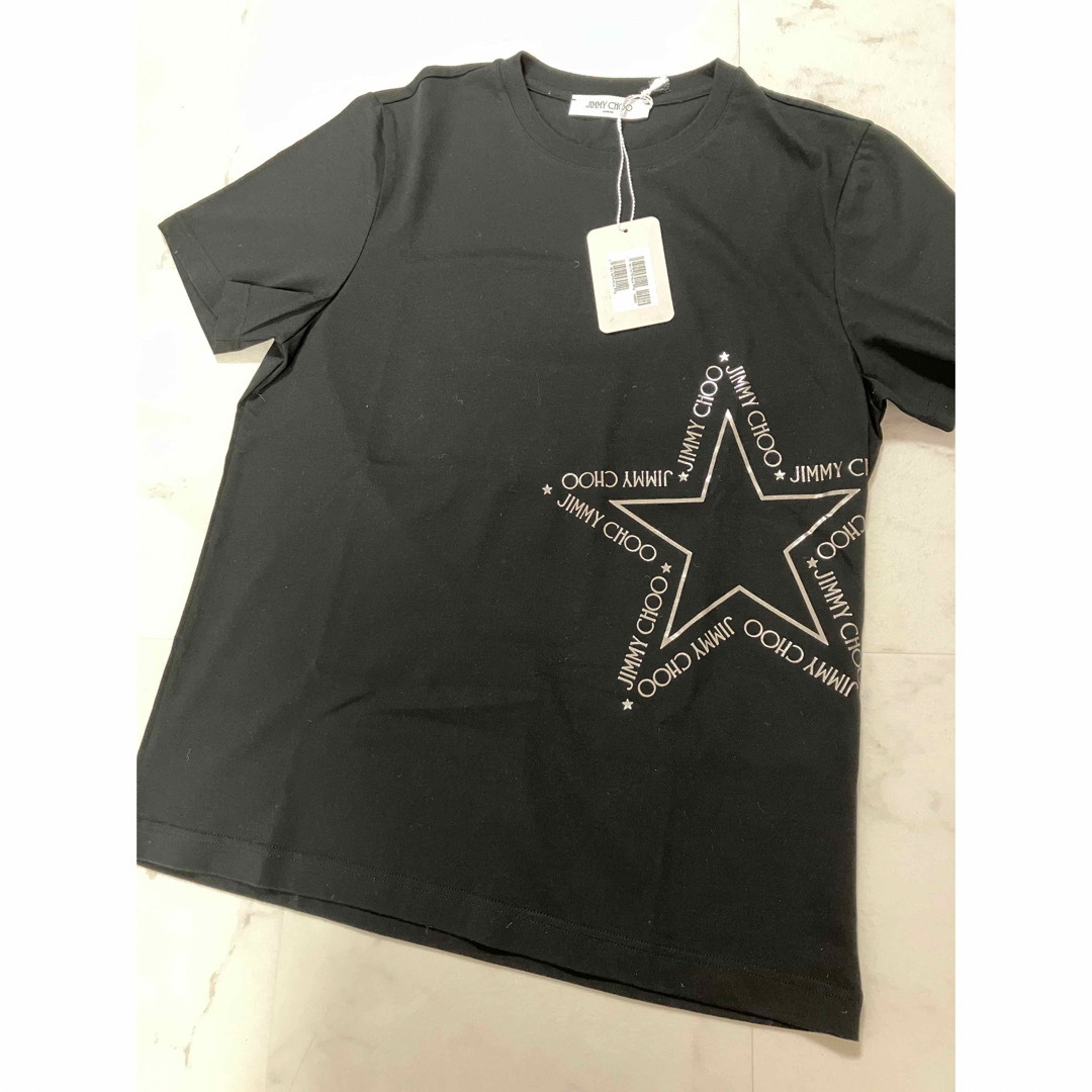 JIMMY CHOO(ジミーチュウ)の新品未使用　ジミーチュウ　JIMMY CHOO Tシャツ　Sサイズ　ブラック レディースのトップス(Tシャツ(半袖/袖なし))の商品写真