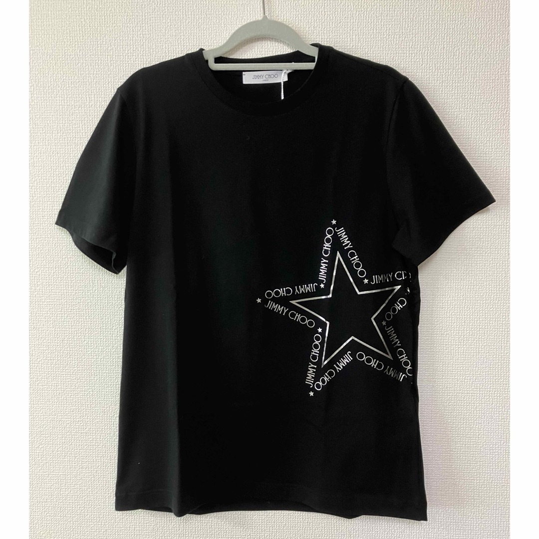 JIMMY CHOO(ジミーチュウ)の新品未使用　ジミーチュウ　JIMMY CHOO Tシャツ　Sサイズ　ブラック レディースのトップス(Tシャツ(半袖/袖なし))の商品写真