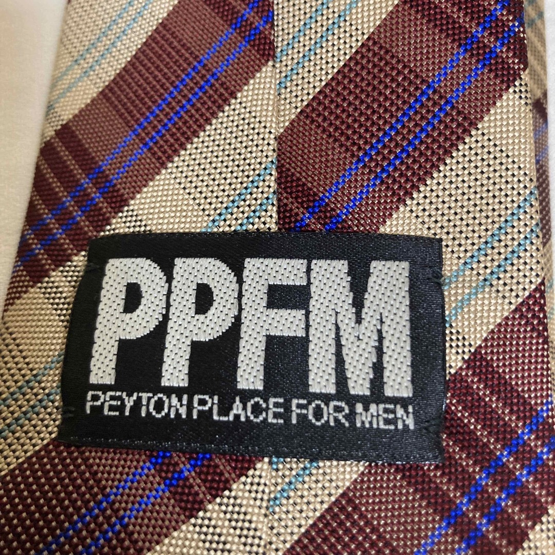 PPFM(ピーピーエフエム)のPPFM メンズ ネクタイ えんじ チェック シルク メンズのファッション小物(ネクタイ)の商品写真